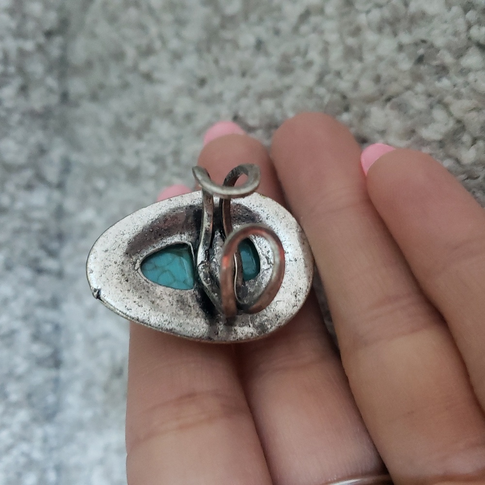 Teardrop turquoise adjustable ring - Picture 3 of 3